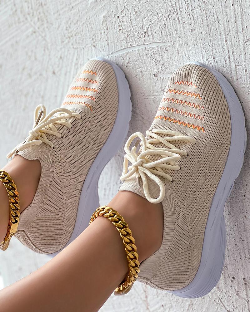 Hollow Out Lace-up Slip-On Breathable Sneakers