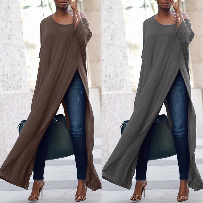 Stylish Solid High Slit Casual Blouse