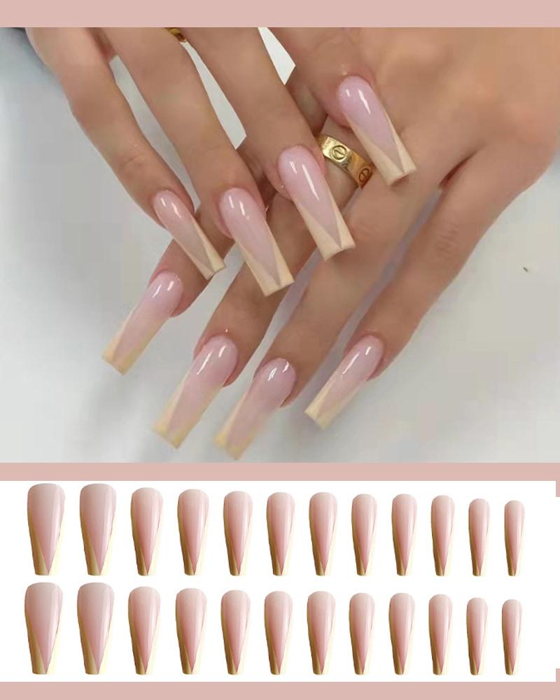 24pcs Daisy Floral Press On Fake Coffin Nails Set With Glue