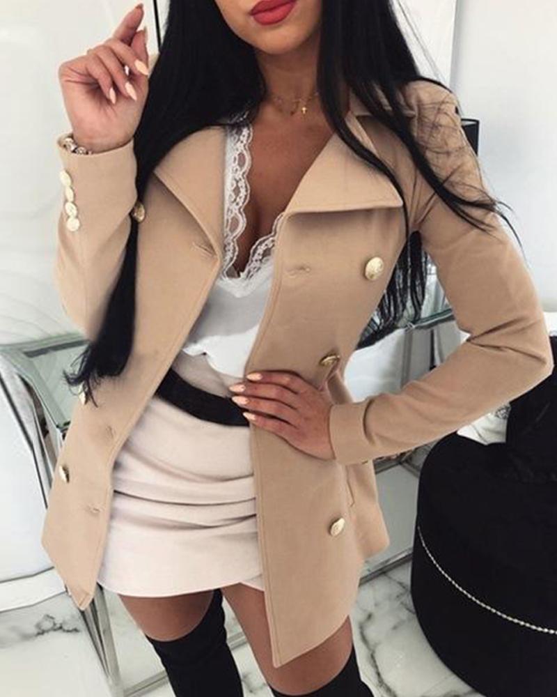 Long Sleeve Collared Button-Up Coat