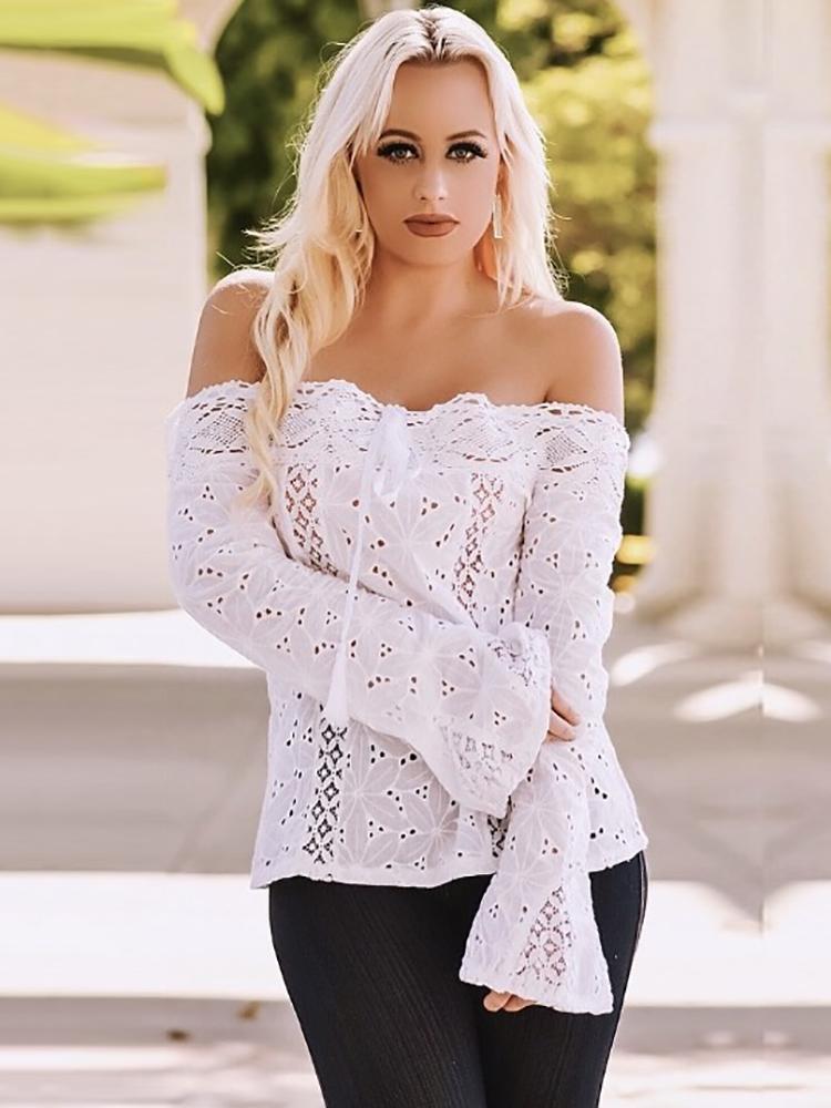 Stylish Lace Off Shoulder Casual Blouse