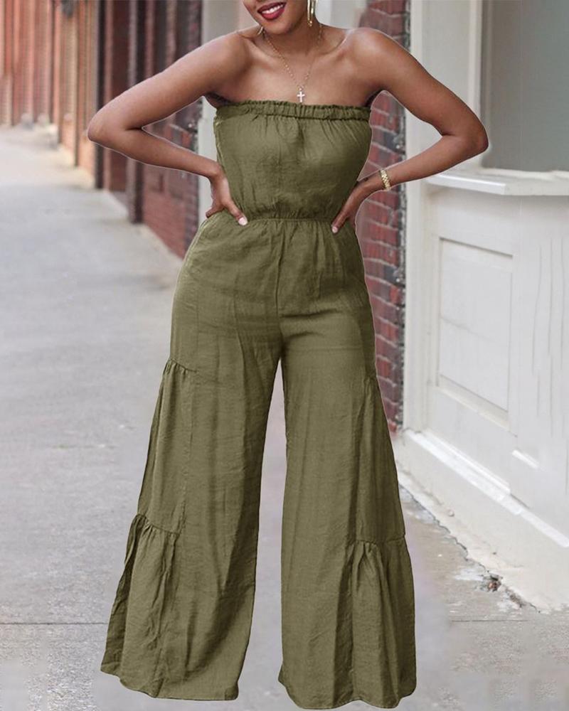 Bandeau Ruched Wide Leg Jumpsuit