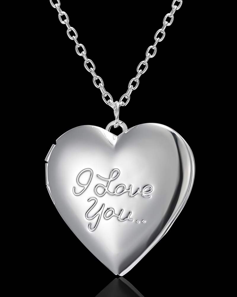 1pc Heart Shaped Locket Pendant Necklace