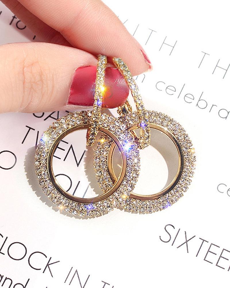 1Pair Rhinestone Hoop Earrings