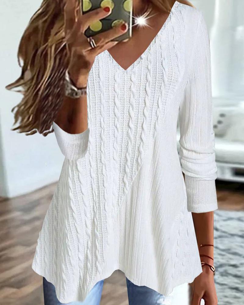 Long Sleeve V-Neck Casual Top