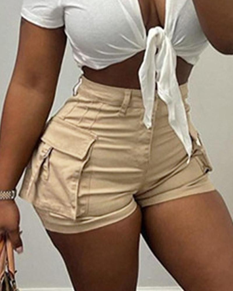   ChicMe Pocket Design High Waist Shorts