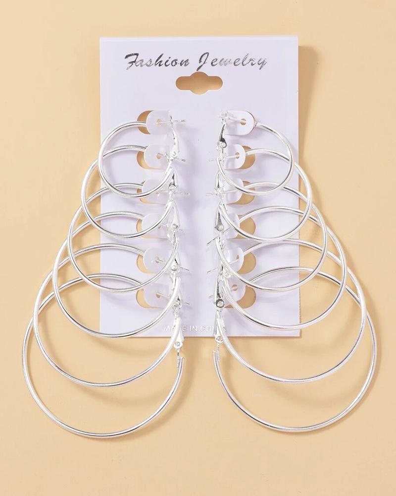 6Pairs Geometric Minimalist Hoop Earrings Set