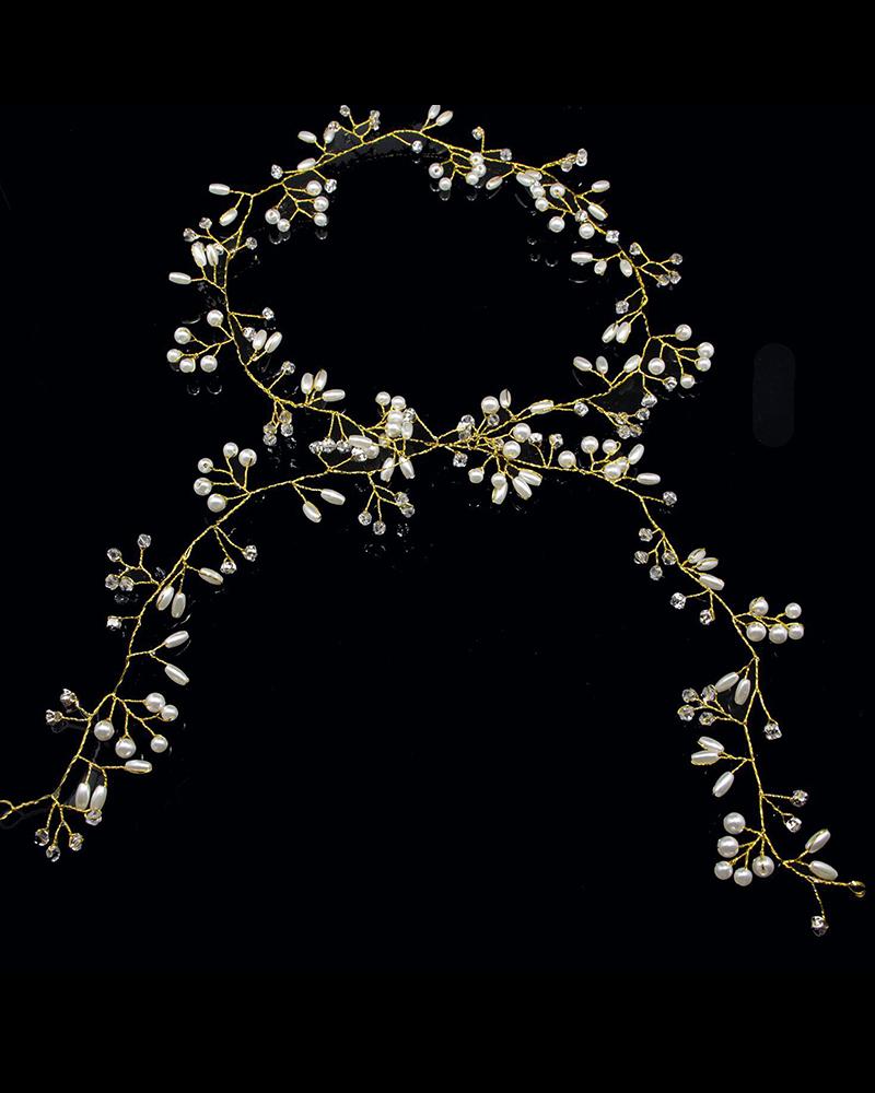   ChicMe 1pc Wedding Bridal Headpiece Crystal Leaf Faux Pearl Hair Vine