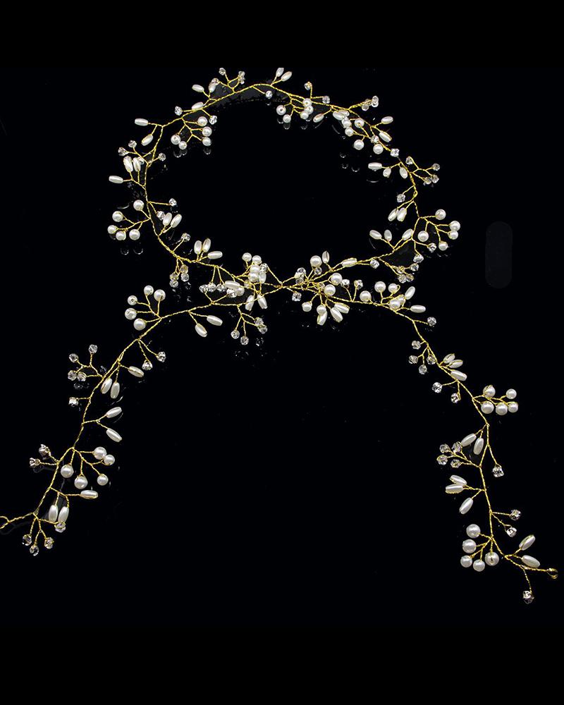 1pc Wedding Bridal Headpiece Crystal Leaf Faux Pearl Hair Vine