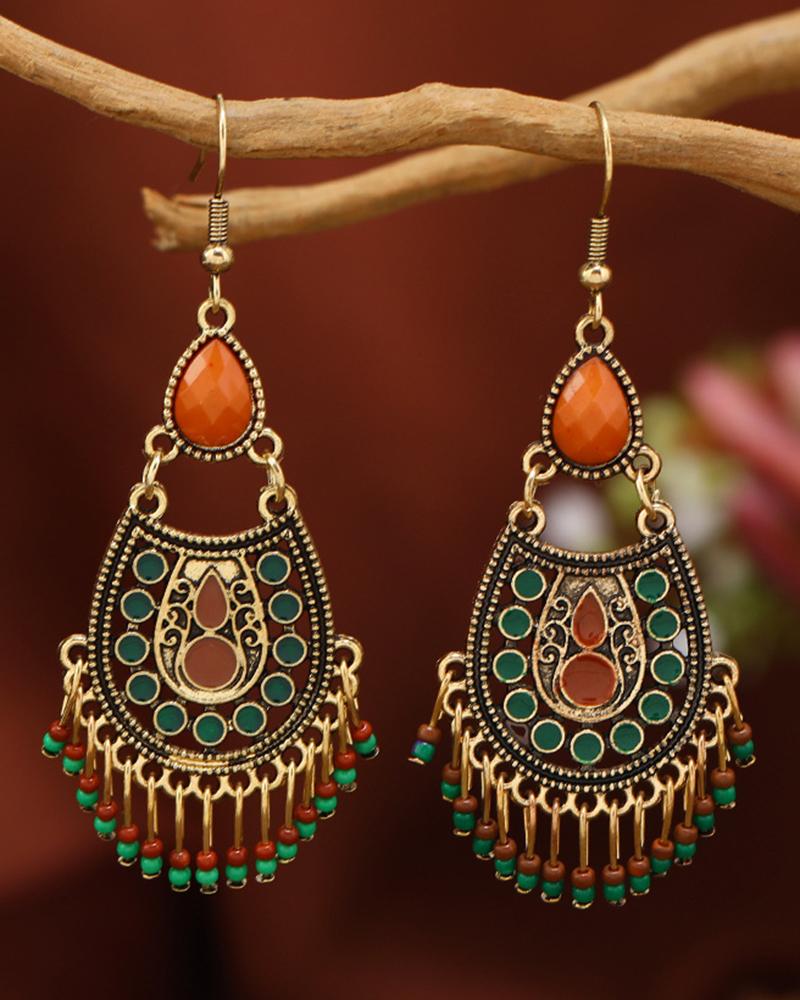 1Pair Vintage Bohemian Tassel Drop Earrings