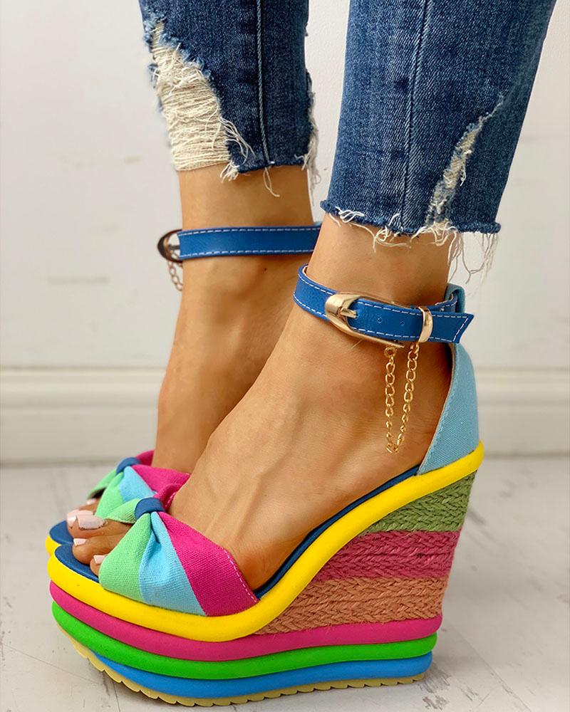 Wedges Shoes Colorful Espadrille Muffin Wedge Sandals