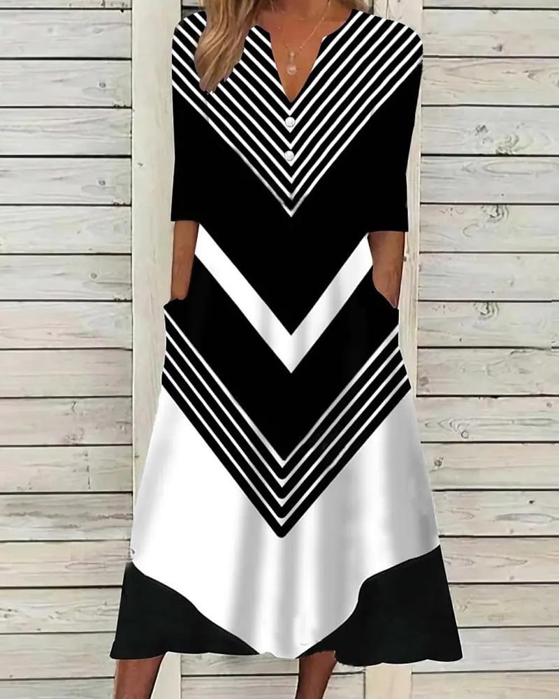 Chevron Striped Print Casual Dress