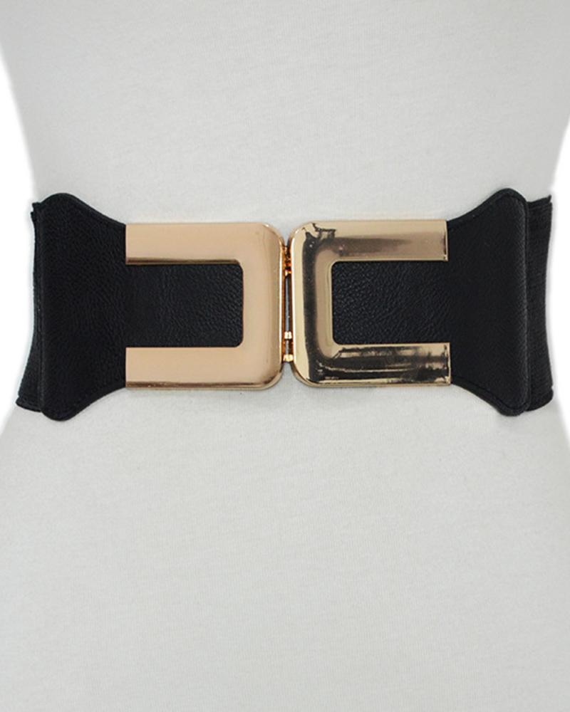 Square Buckle Elastic Waist Belt