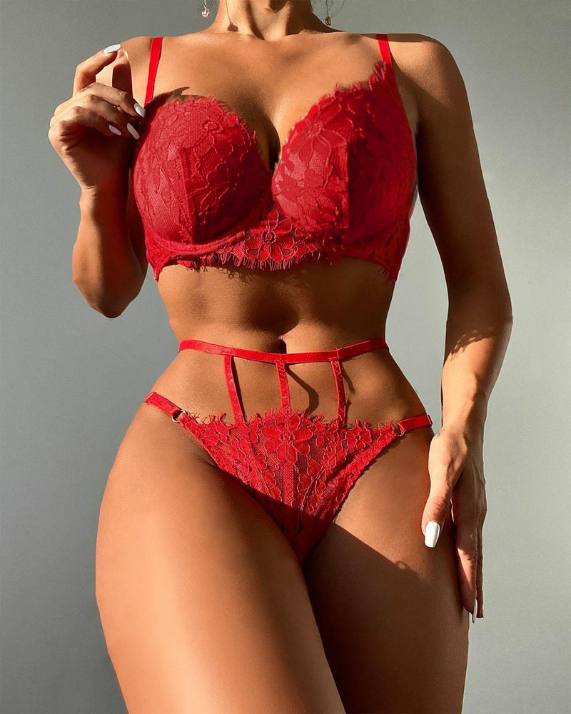 Cut Out Lace Lingerie Set