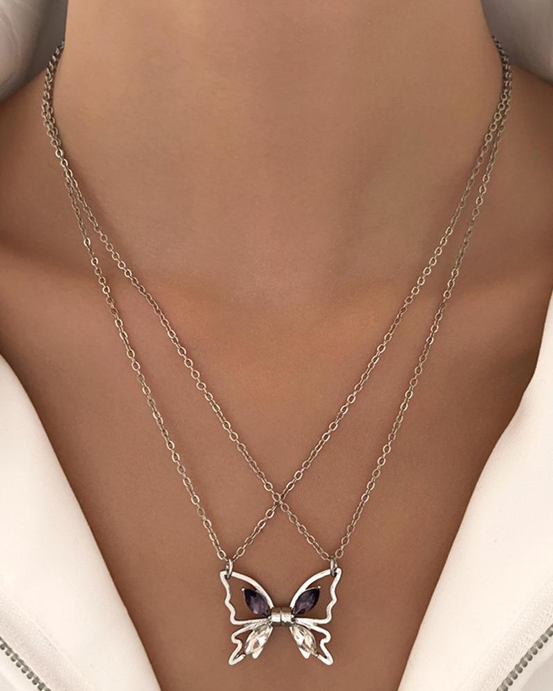 1pcs Butterfly Shaped Magnet Pendant Multi-Layered Necklace