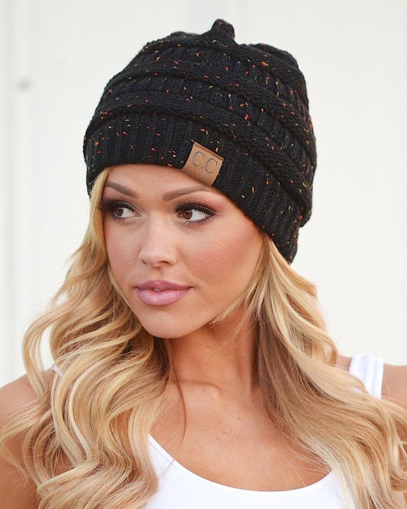 Label Decor Colorblock Braided Beanie For Adult