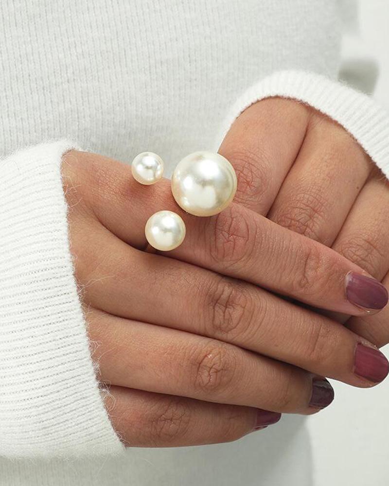 1pc Pearls Decor Cuff Ring