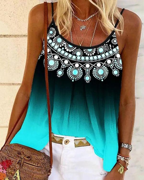 Ombre Ruched Flowy Tank Top