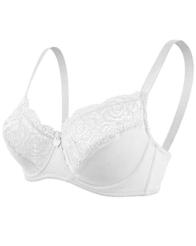 Plus Size Bowknot Decor Lace Patch Push Up Bra