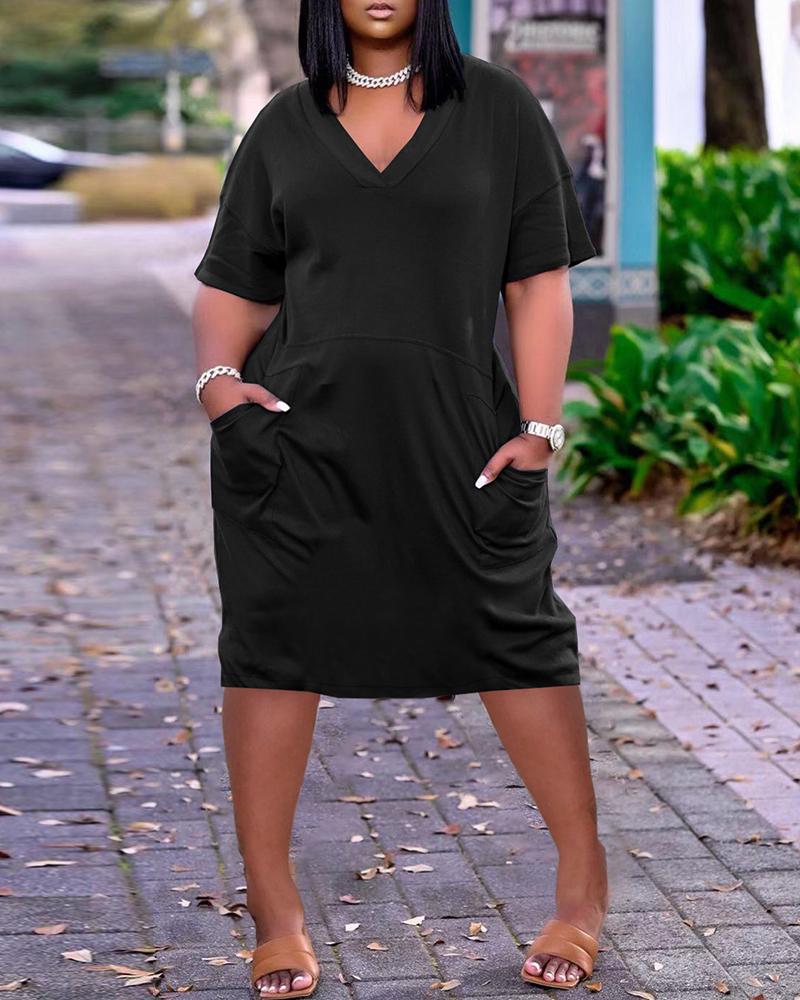 Pocket Design Short Sleeve Casual Dress