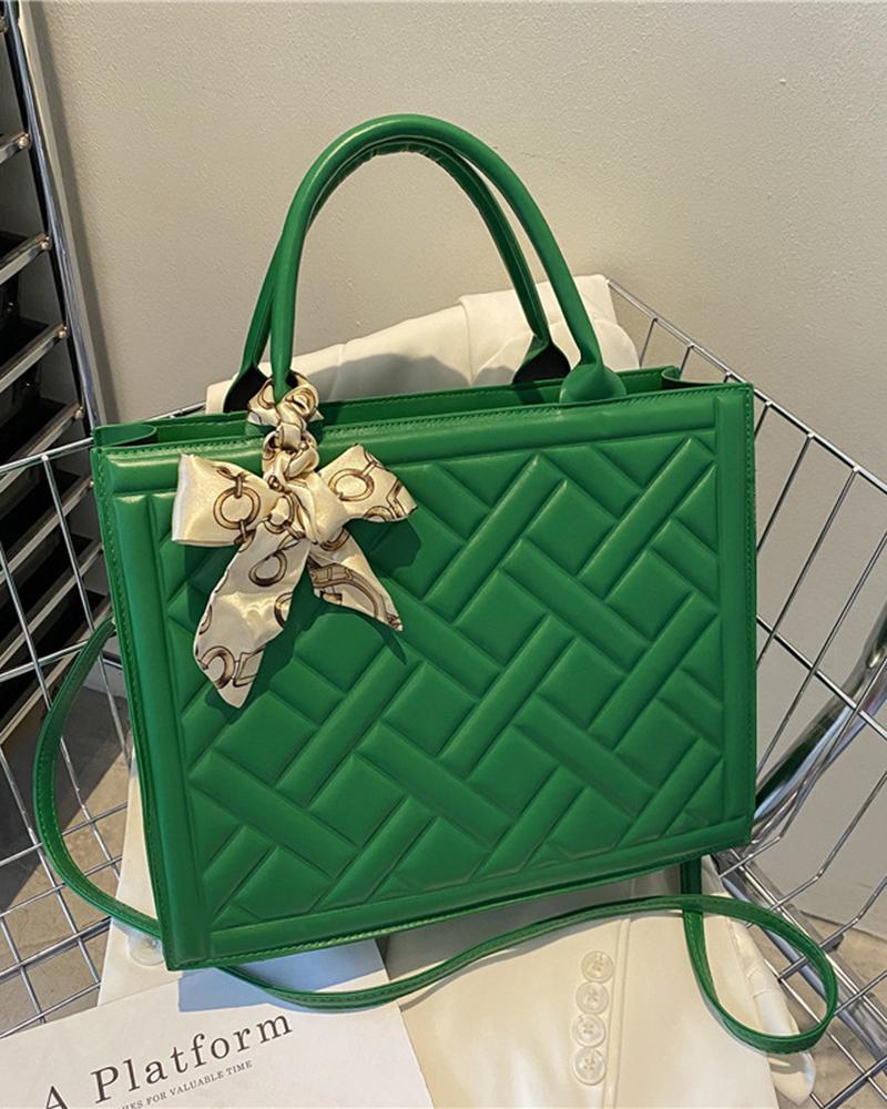 Scarf Decor Large Capacity Top Handle Satchel Bag