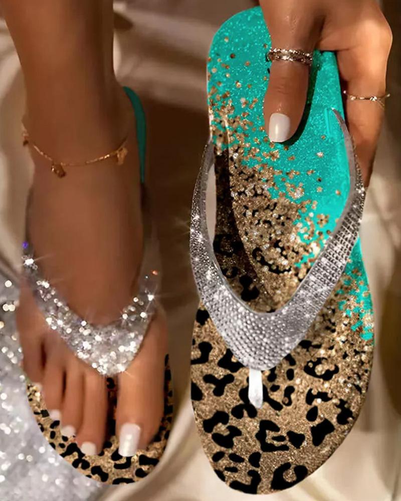 flips flops  ChicMe Leopard Print Beach Flip Flops