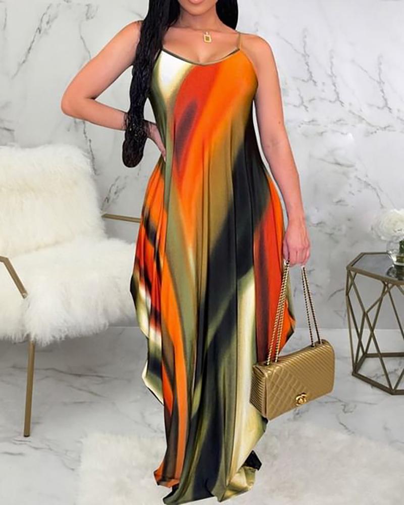 Tie Dye Print Asymmetrical Cami Dress