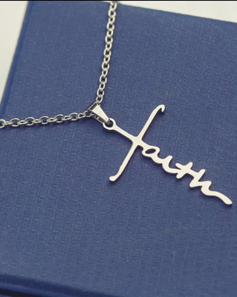 1pc Faith Letter Pendant Necklace