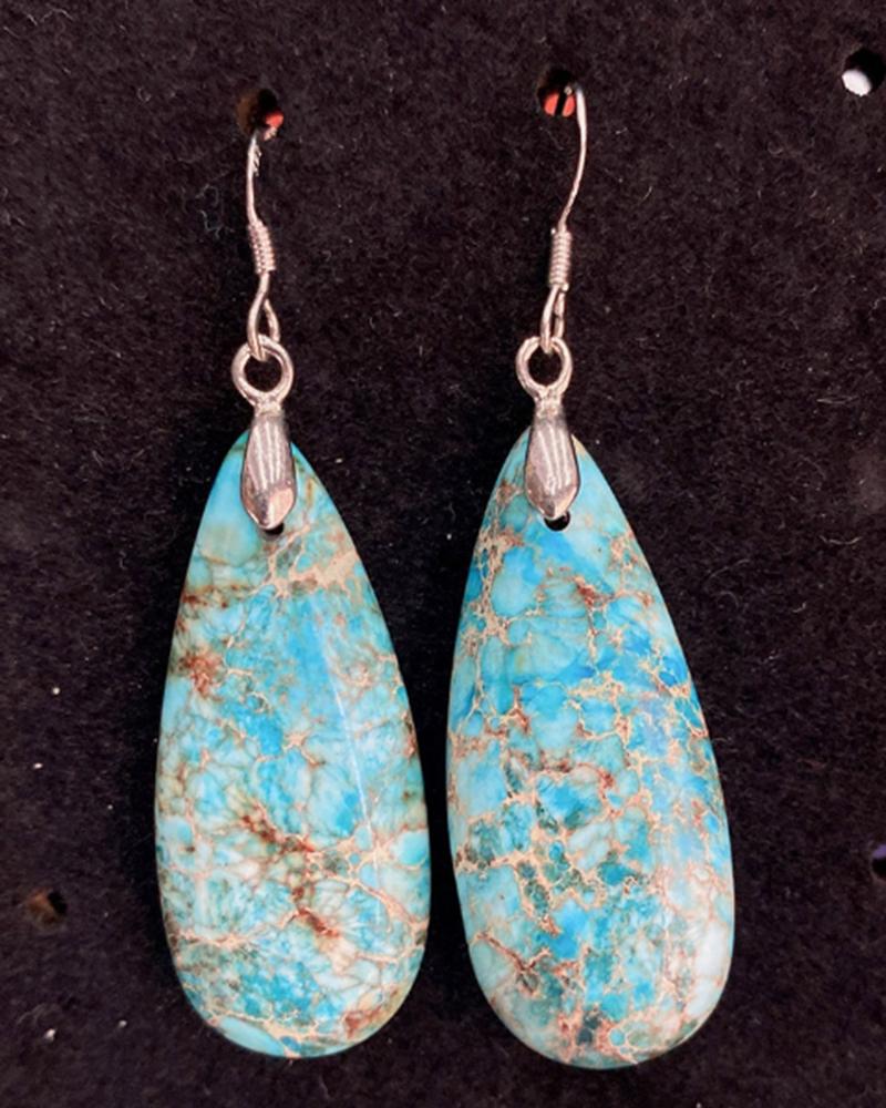 1Pair Bohemian Natural Stone Water Drop Earrings