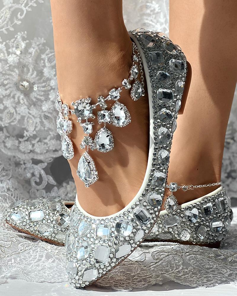 Crystal Gem Stone Rhinestone Bridal Wedding Loafers