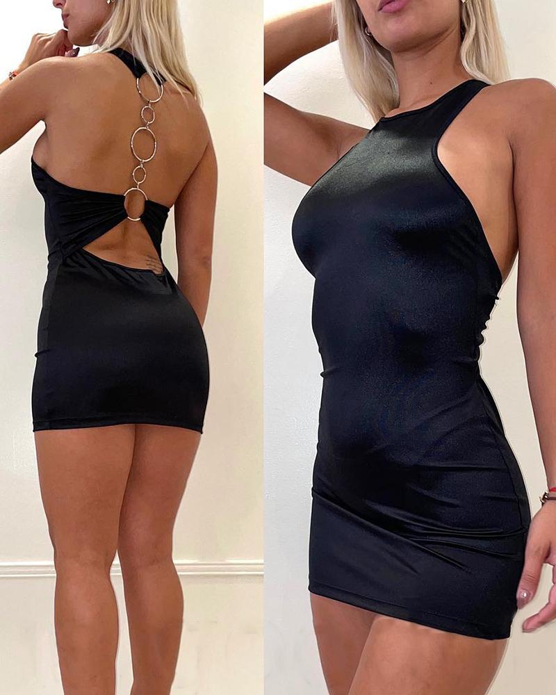 Halter Backless Cutout Bodycon Dress