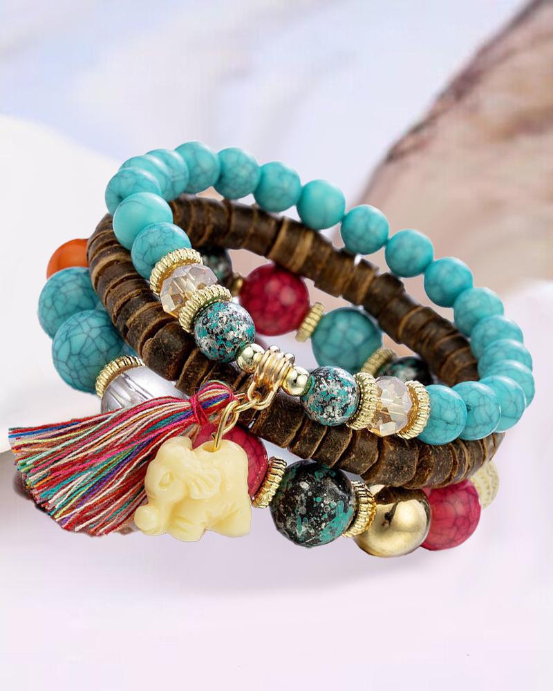  1pcs Bohemian Turquoise Beaded Multi-layer Bracelet