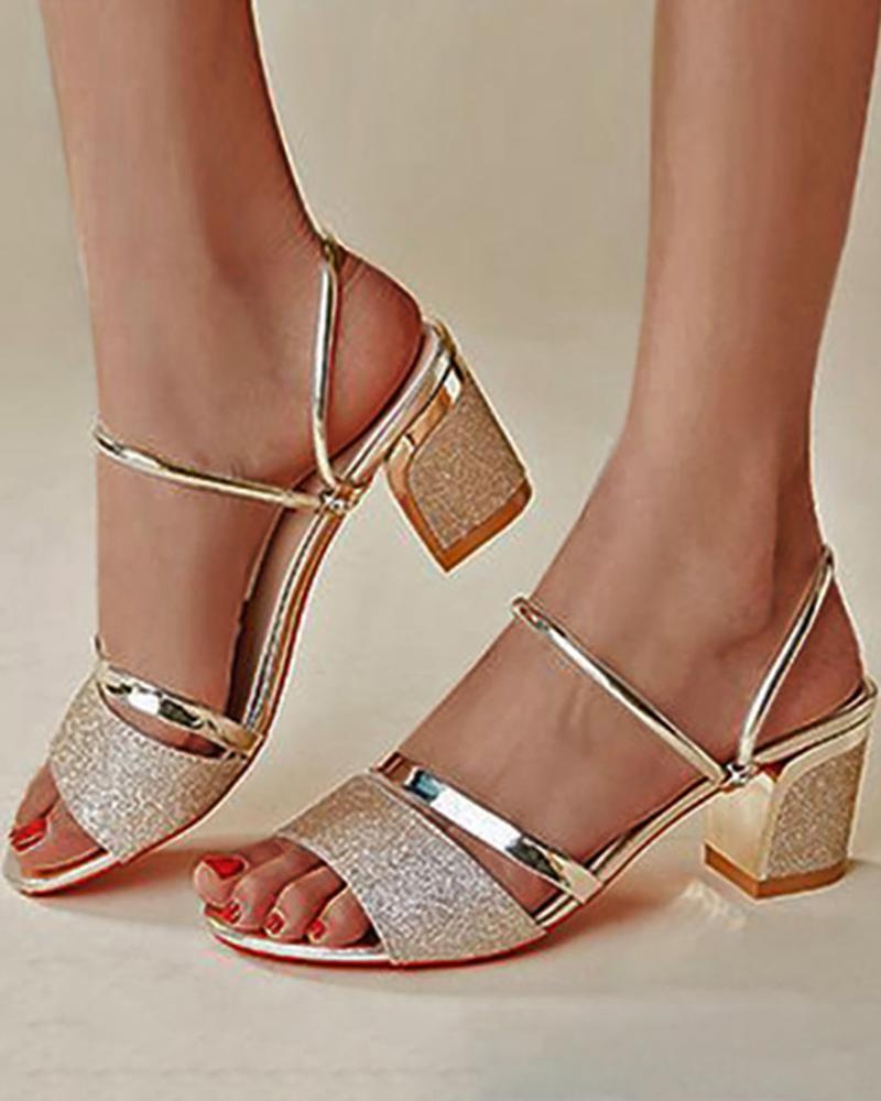 Rhinestone Slingback Chunky Wedding Guest Shoes