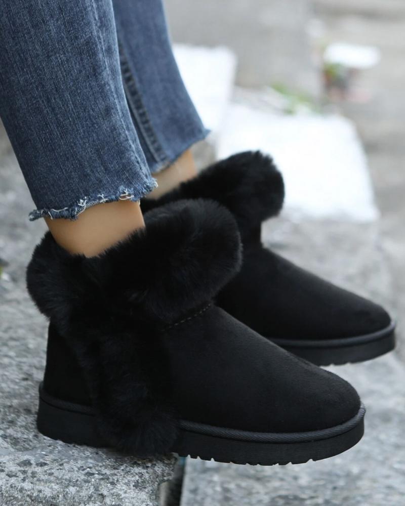 Fuzzy Trim Tassel Lined Snow Boots