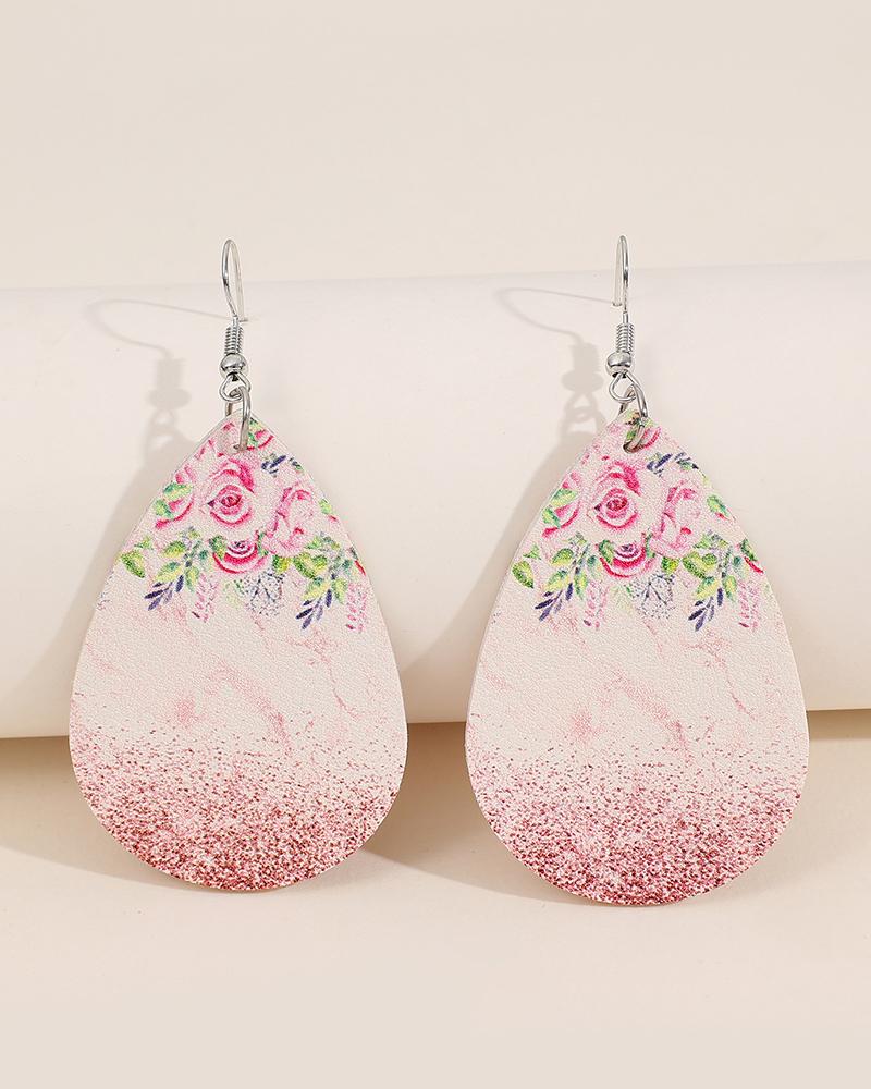 1Pair Ombre Floral Water Drop Earrings