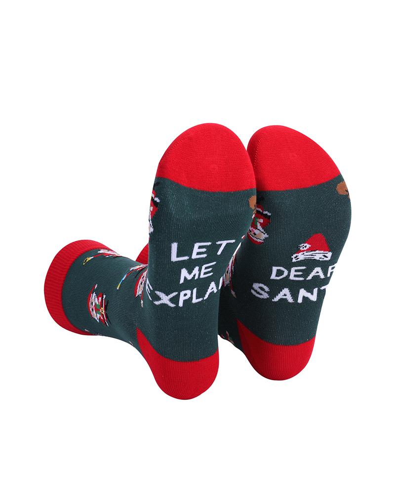 Christmas Letter Graphic Print Socks