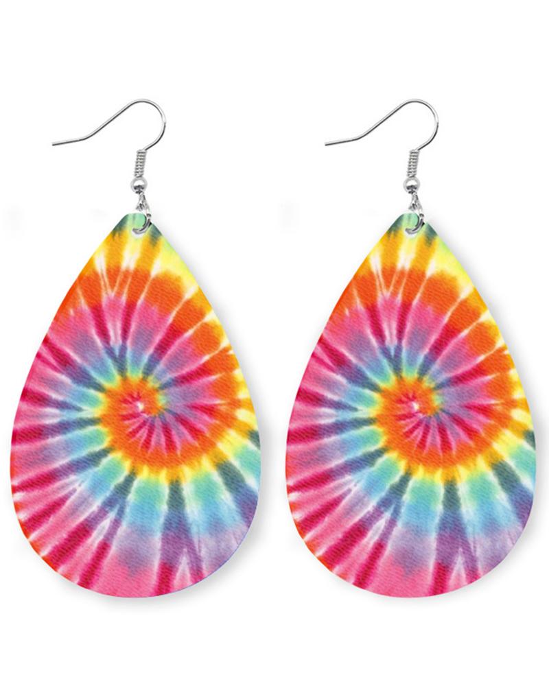 1Pair Tie Dye Water Drop Earrings