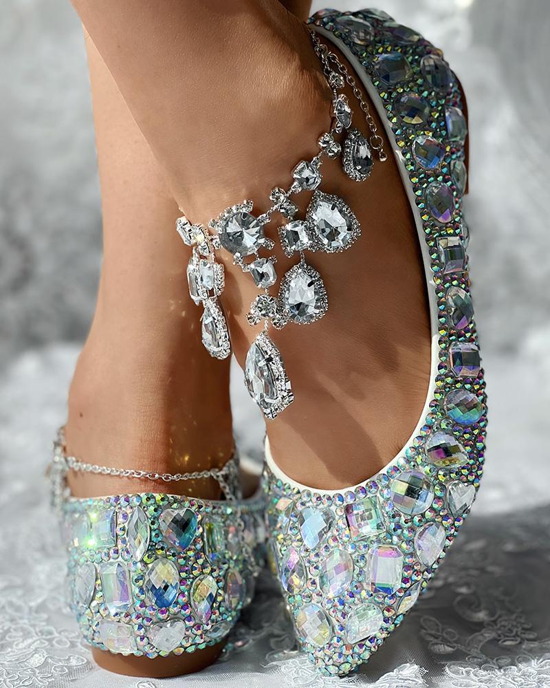 Crystal Gem Stone Rhinestone Bridal Wedding Loafers