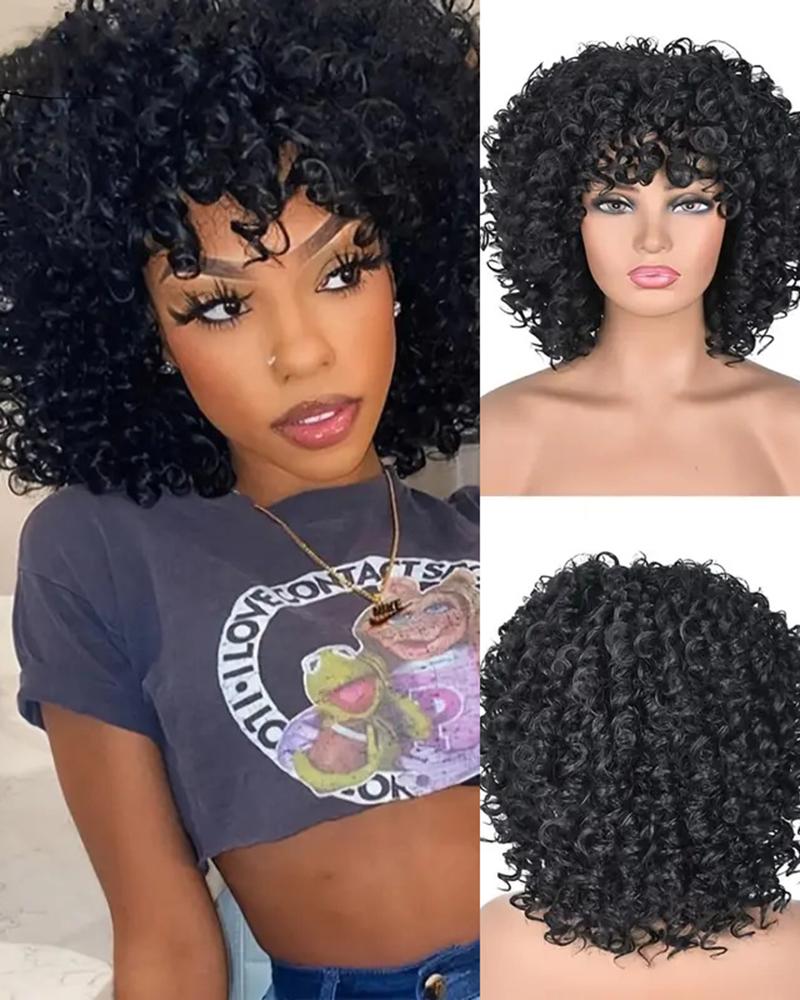 Hair Wigs  ChicMe Short Curly Synthetic Glueless Wigs With Bangs