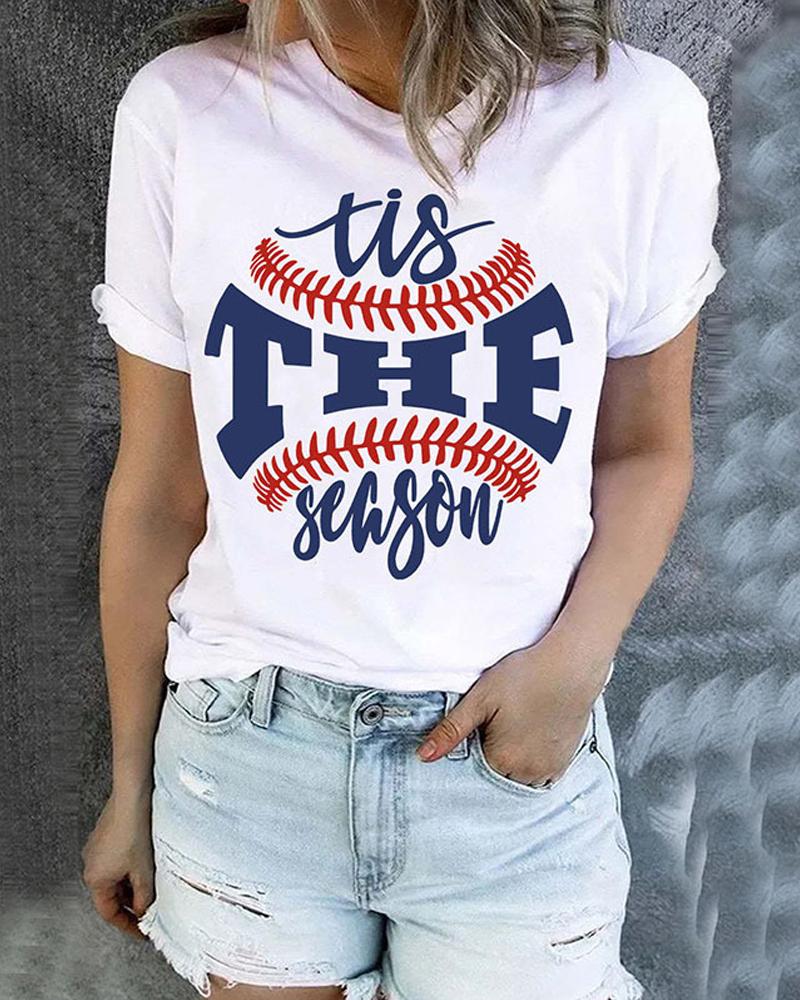 T-shirt & Tees  ChicMe Baseball Letter Print Casual T-shirt