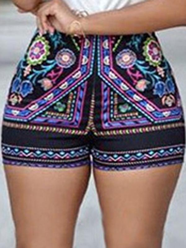 Plus-Size Clothing  ChicMe Ladies Boho Flower Printed Slim Tight Beach Shorts