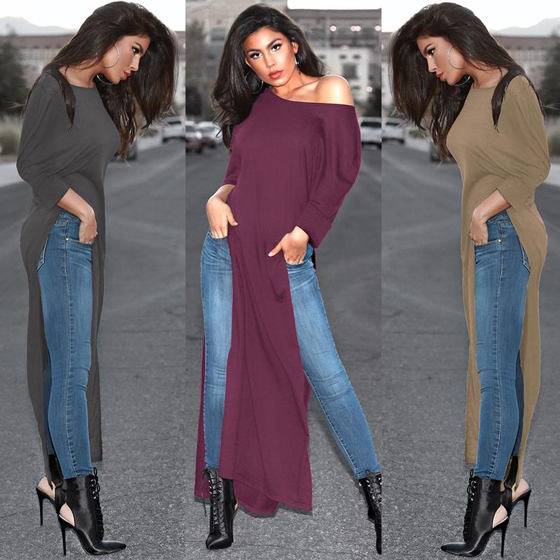 Stylish Solid High Slit Casual Blouse