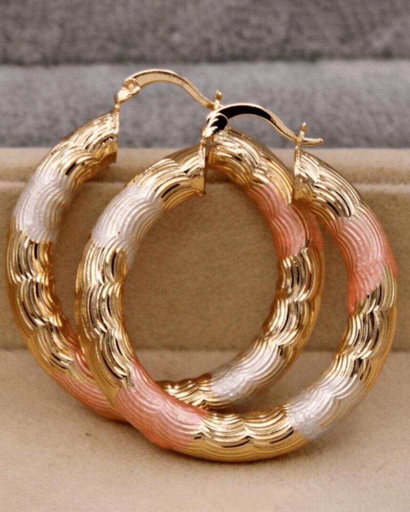 1Pair Colorblock Vintage Hoop Earrings