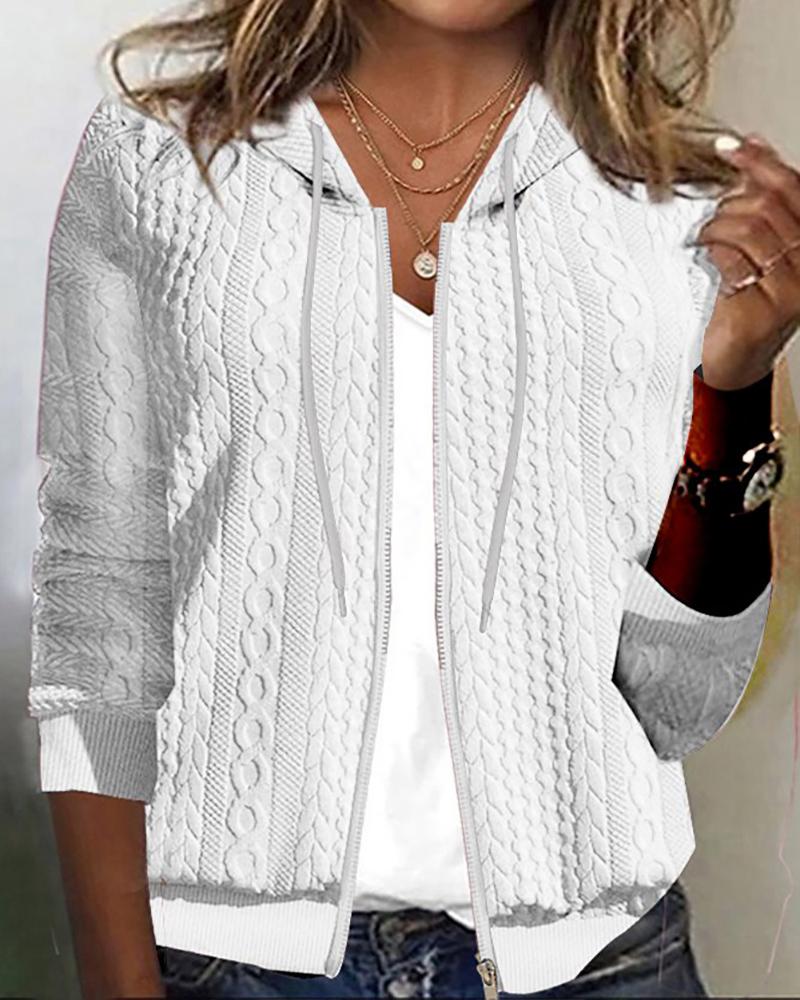 Zipper Design Wheat Textured Jacket