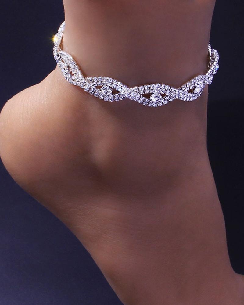   ChicMe 1pc Allover Rhinestone Eye Shaped Fashion Jewelry Beach Anklet