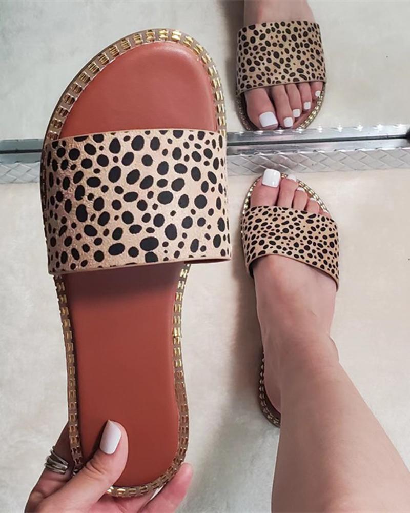 Cheetah Single Wide Strap Slippers