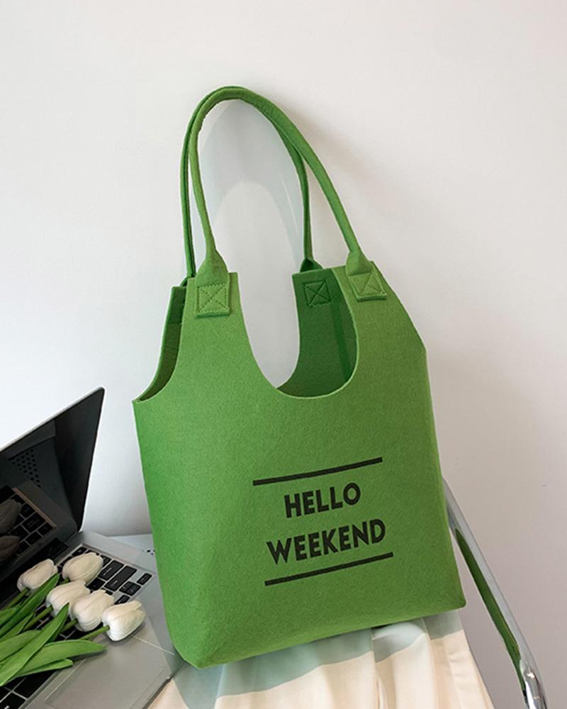 Letter Print Large Capacity Canvas Shoulder Bag