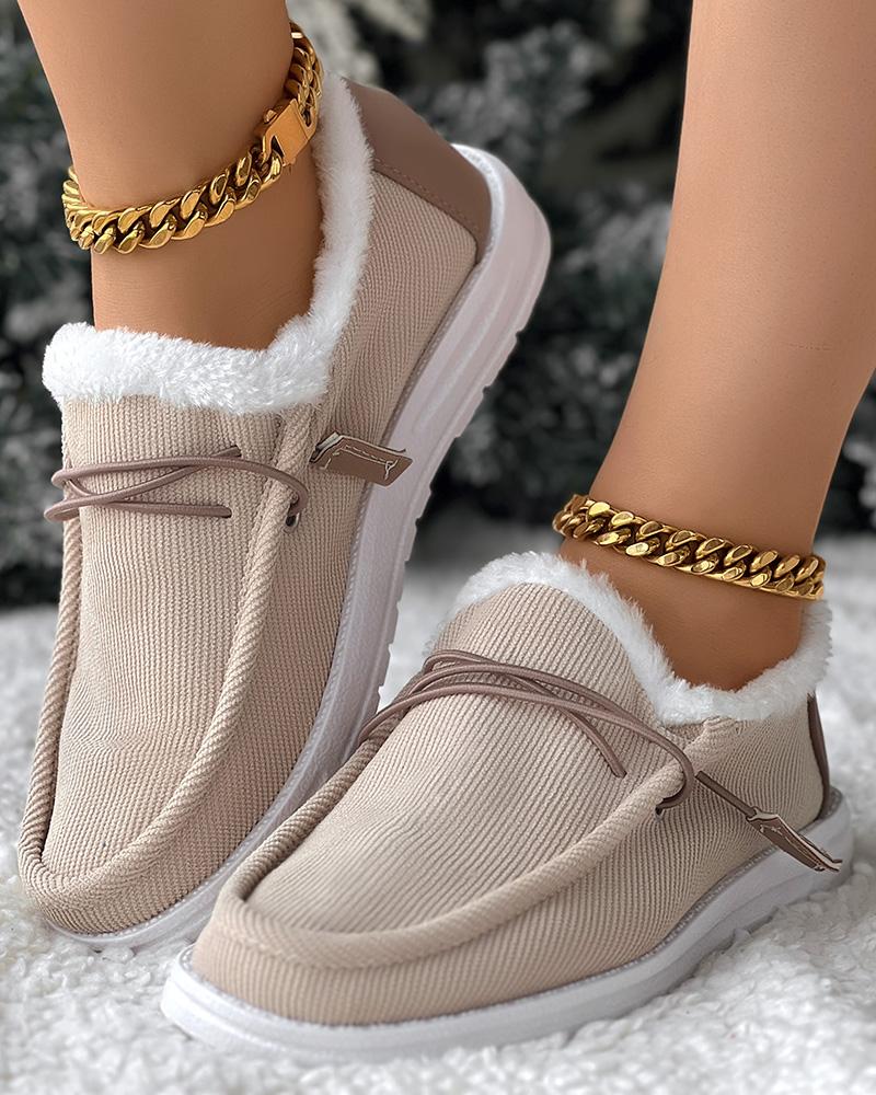  Lace-up Ankle Boots Fuzzy Lined Bootie Loafers