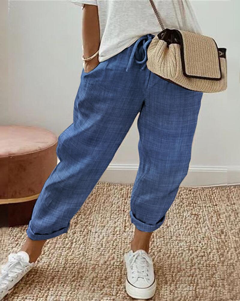 Drawstring Pocket Design Causal Pants