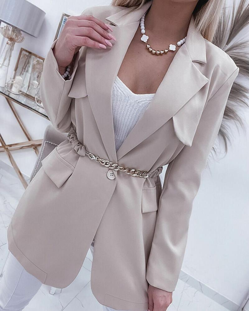 Rhinestone Geometric Pattern Blazer Coat